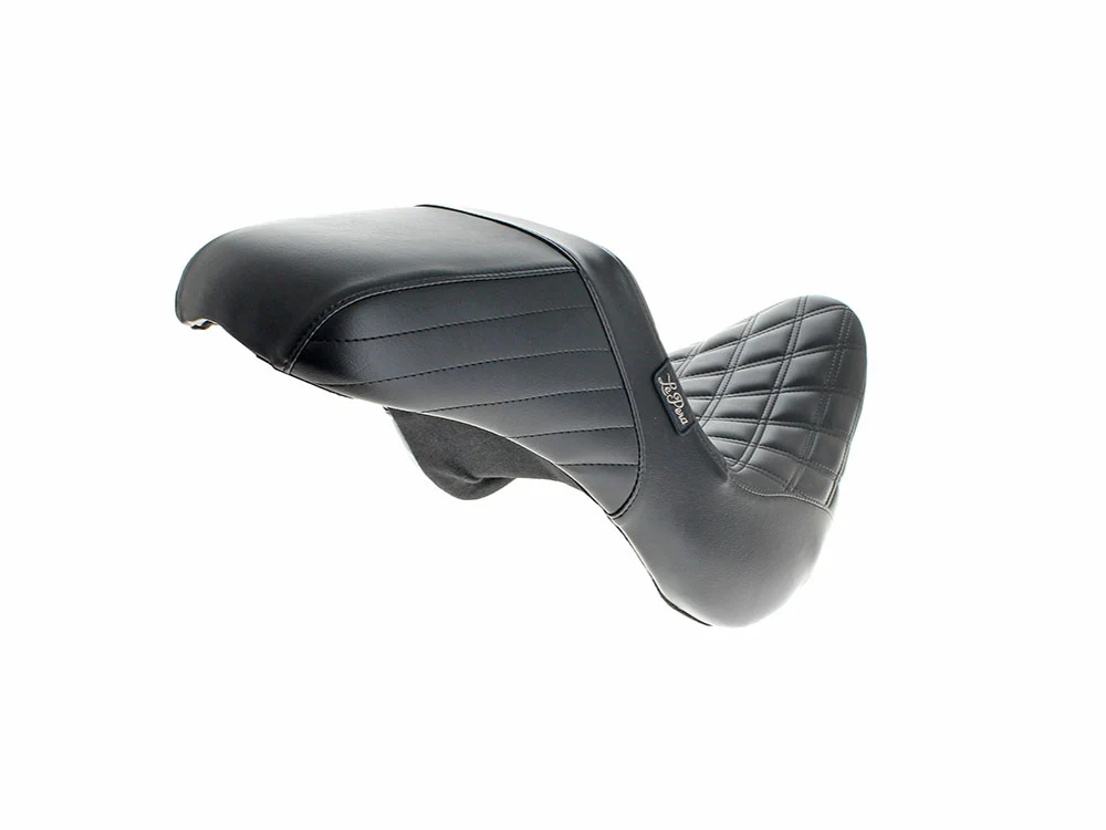 LePera Seats LP-LYO-590DD KickFlip Dual Seat w/Black Double Diamond Stitch for Harley-Davidson Fatboy 18-Up/Breakout 23-Up Models - Image 2