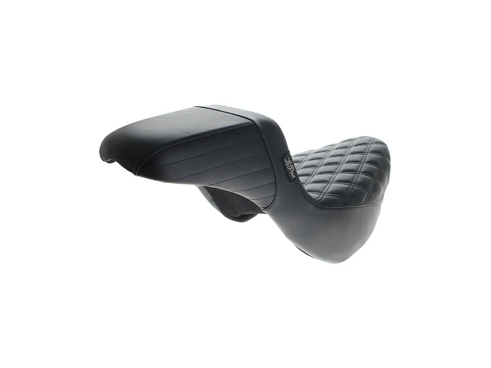 LePera LP-LYR-590DLDD Kickflip Daddy Long Legs Extended Reach Dual Seat w/Black Double Diamond Stitch for Harley-Davidson Sport Glide/Low Rider 18-Up/Low Rider S 20-Up - Image 2
