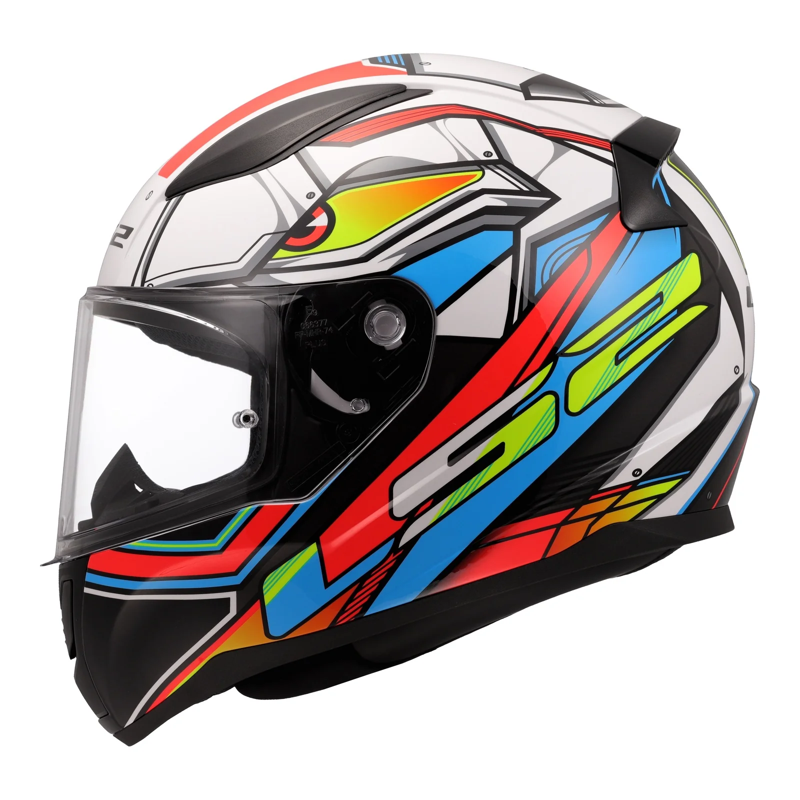LS2 FF353 Rapid II XDron White/Hi-Vis Orange/Blue Helmet - Image 2