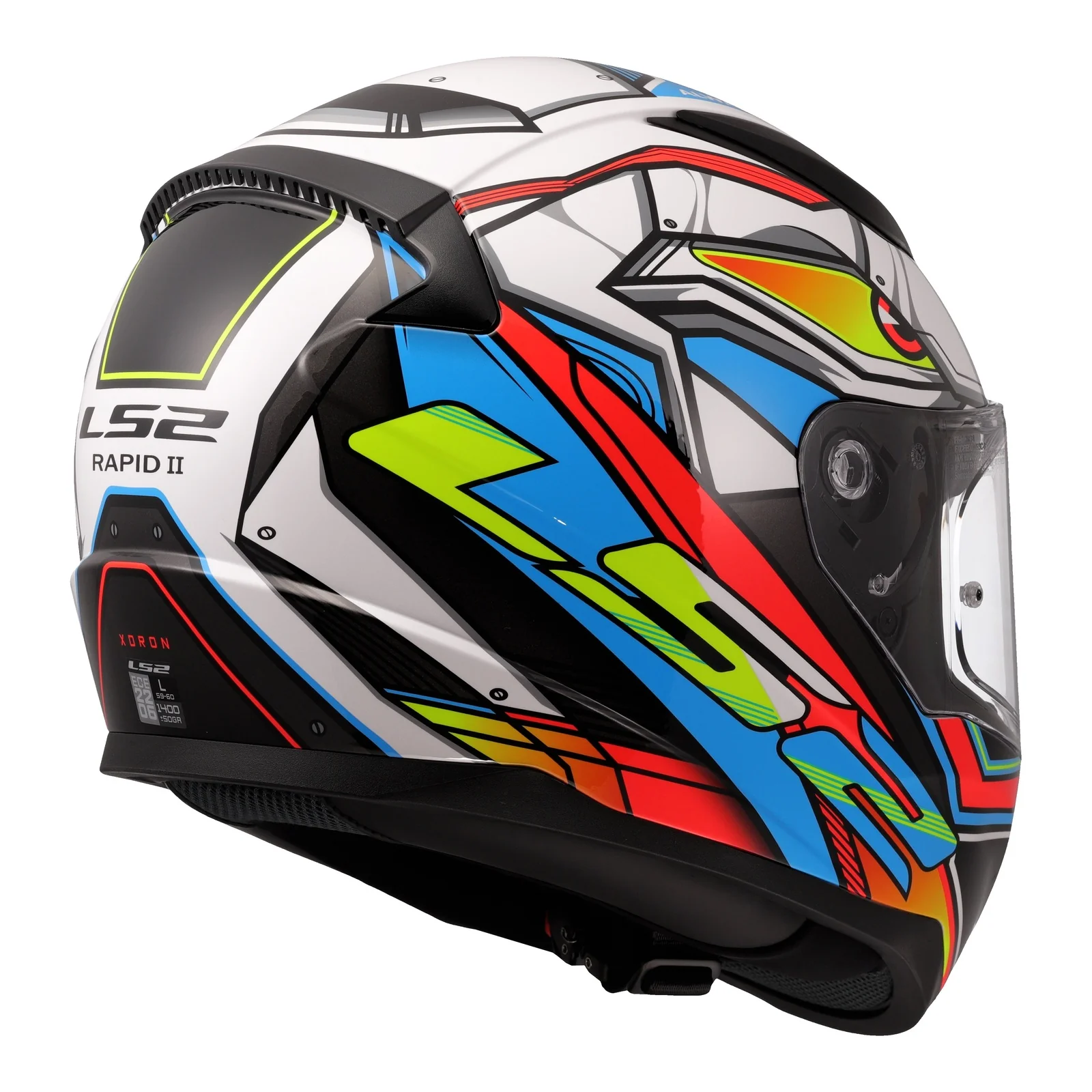 LS2 FF353 Rapid II XDron White/Hi-Vis Orange/Blue Helmet - Image 5
