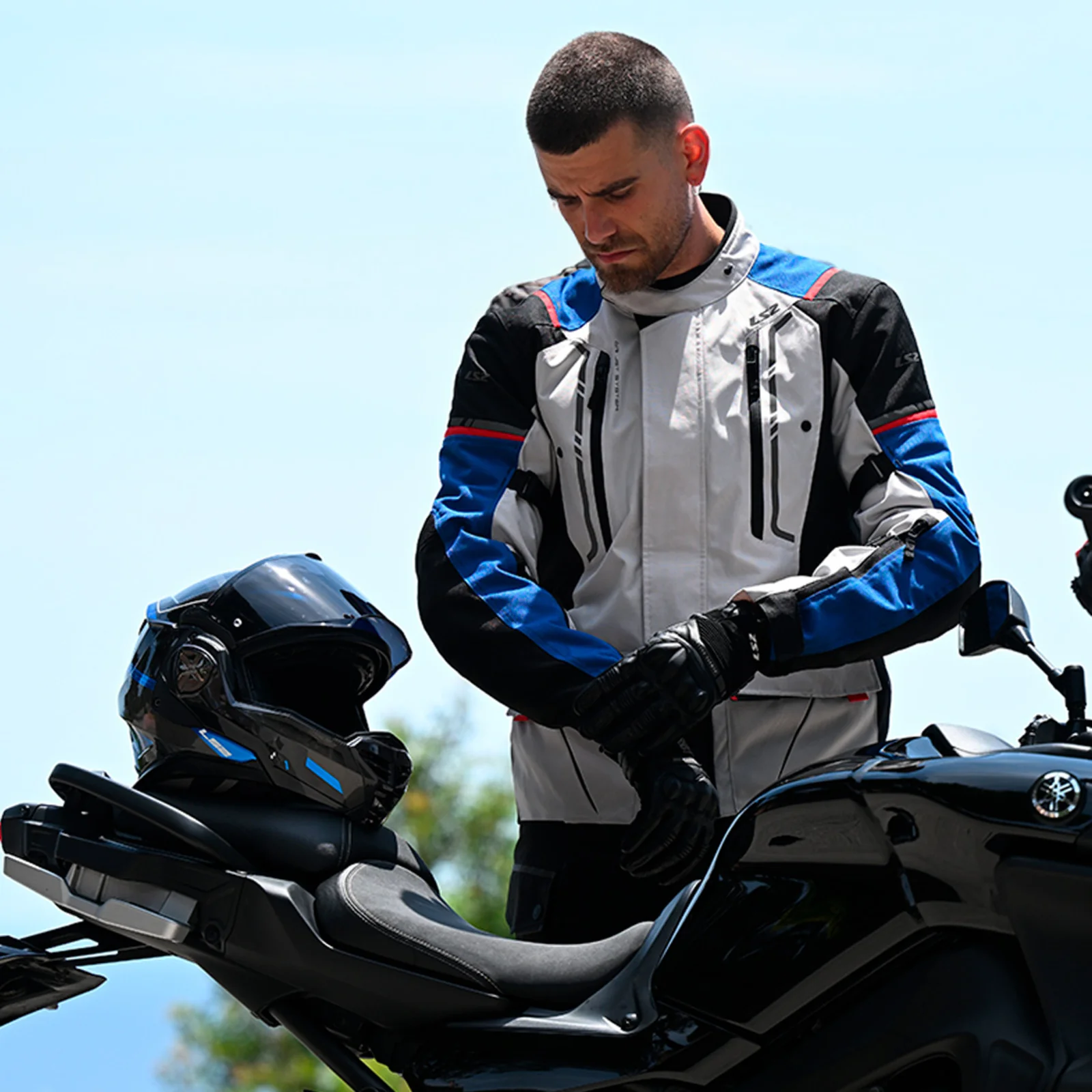 LS2 Narvik Blue/Black/Grey/Red Textile Jacket - Image 4