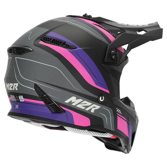 M2R X2.1 Pulse PC-7F Pink/Purple/Black Youth Helmet - Image 6
