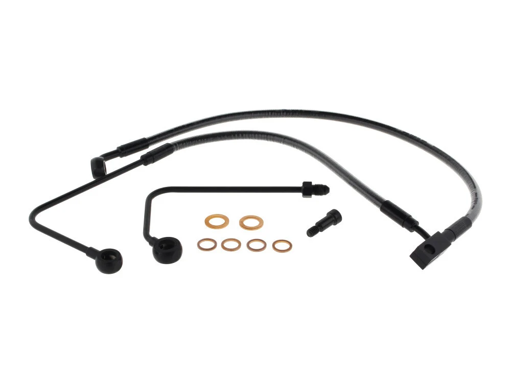 Magnum Shielding MS-AS47001 Black Pearl Stock Length Lower Front Brake Line for Harley-Davidson FLST Softail 11-17/Breakout 15-17 w/Single Front Disc Caliper