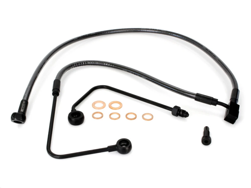 Magnum Shielding MS-AS470024 Black Pearl +4" Over Length Lower Front Brake Line for Harley-Davidson FXST Softail 11-15/Rocker 2011 w/Single Front Disc Caliper