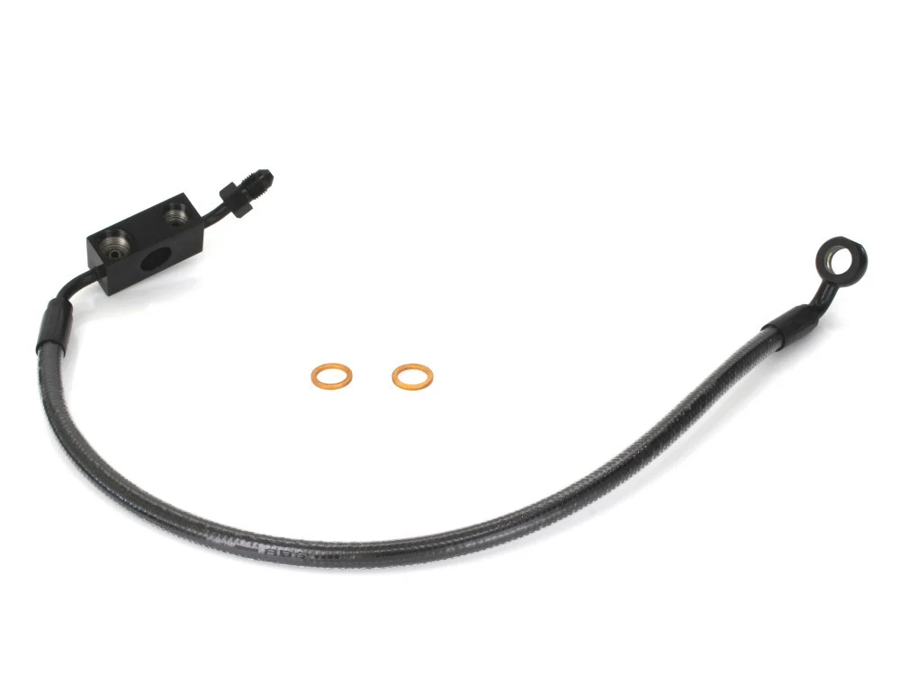 Magnum Shielding MS-AS47007 Black Pearl Stock Length Lower Front Brake Line for Harley-Davidson Sportster 14-21 w/Single Front Disc Caliper