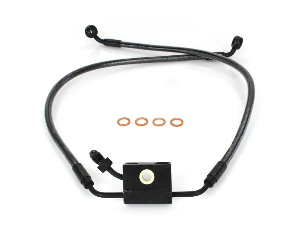 Magnum Shielding MS-AS47019 Black Pearl Stock Length Lower Brake Line for Harley-Davidson Fat Bob 18-24/Low Rider S 20-Up/FXDRS 19-20/Sportster XL1200CX 16-21 w/Dual
