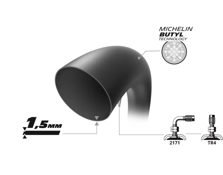 Michelin 16MD Road Motorcycle Inner Tube w/TR4 Valve for 2.50-16, 2.75-16, 80/80-16, 90/80-16 - Image 2