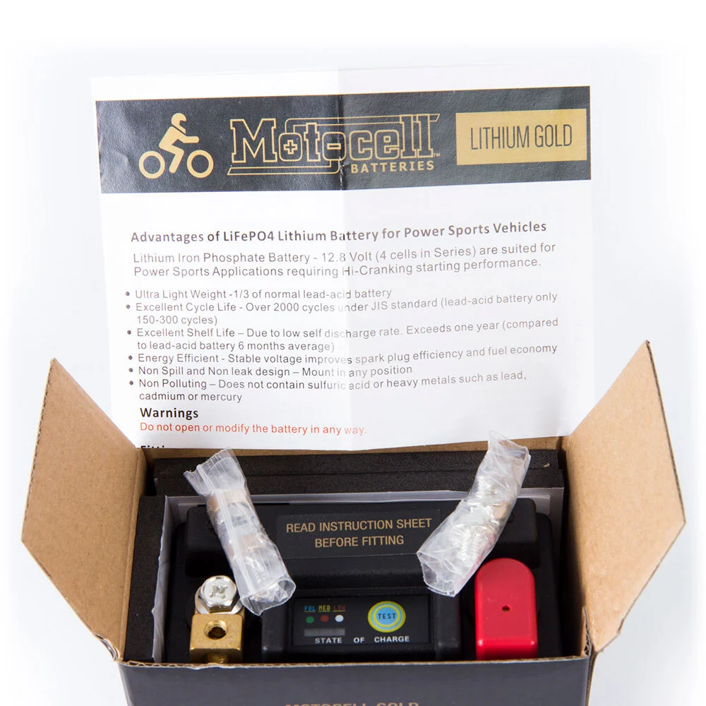 Motocell LIFEPO4 Series MLG7L 12.8V 24WH Lithium Gold Battery - Image 7