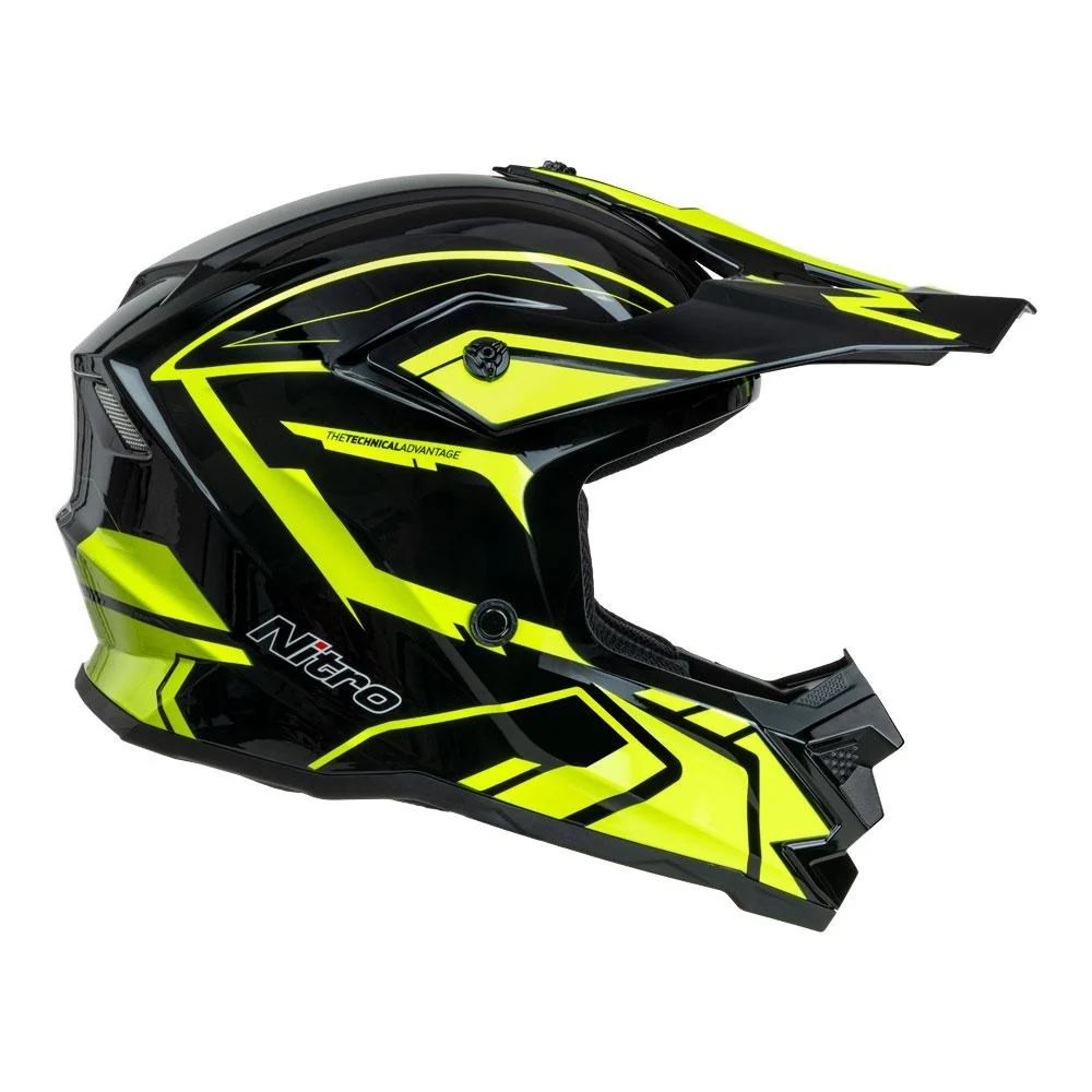 Nitro MX710 Shard II Gloss Fluro Yellow/Black Youth Helmet - Image 4