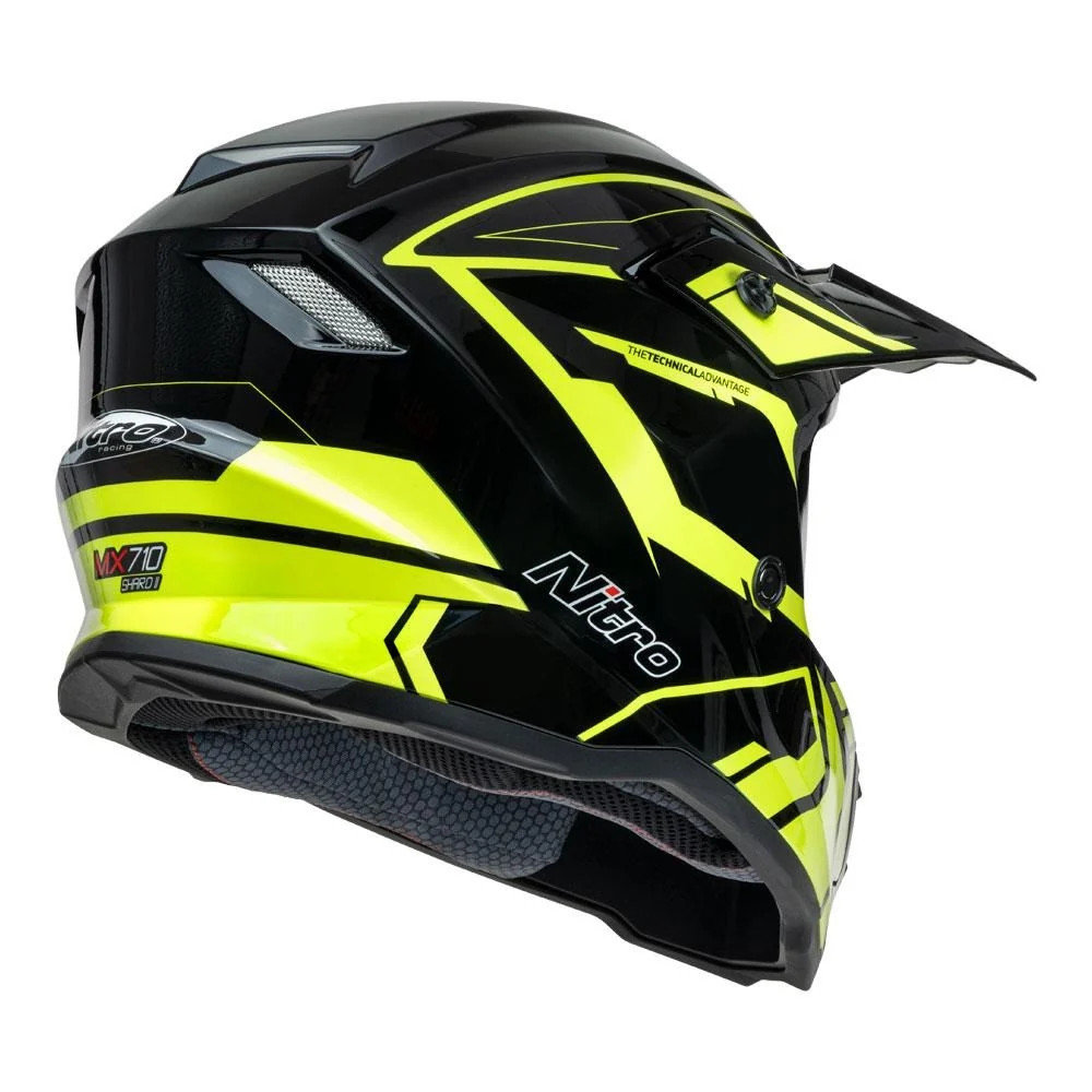 Nitro MX710 Shard II Gloss Fluro Yellow/Black Youth Helmet - Image 5