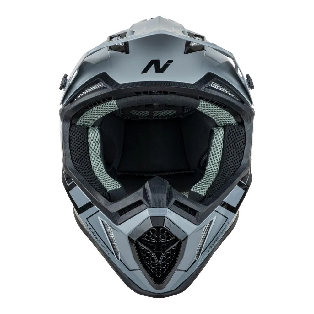Nitro MX760 Hyper Gloss Silver/Grey/Black/Dark Grey Helmet - Image 2
