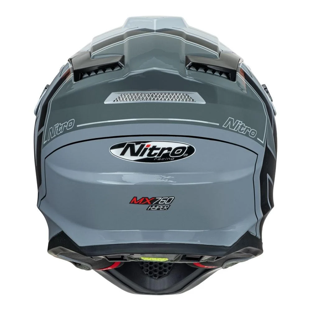 Nitro MX760 Hyper Gloss Silver/Grey/Black/Dark Grey Helmet - Image 6