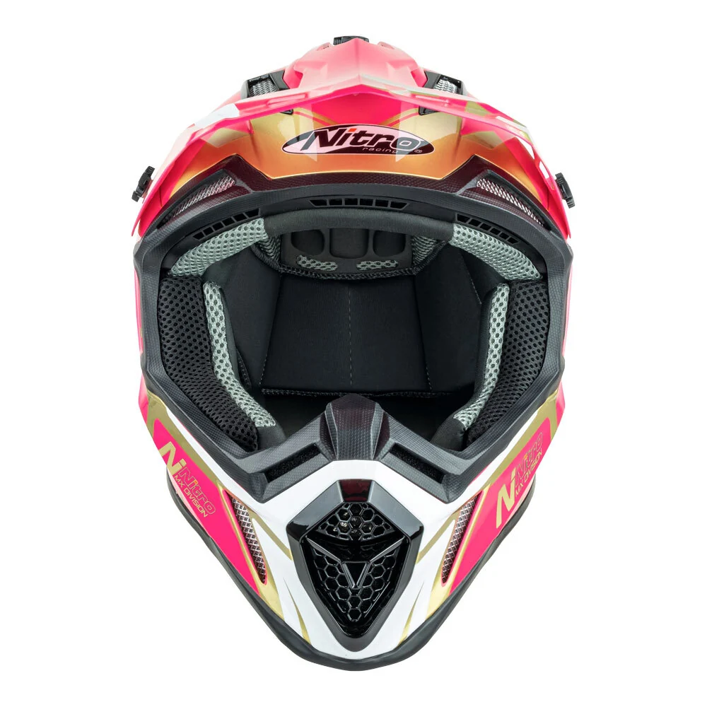 Nitro MX760 Pink/White/Gold Helmet - Image 2