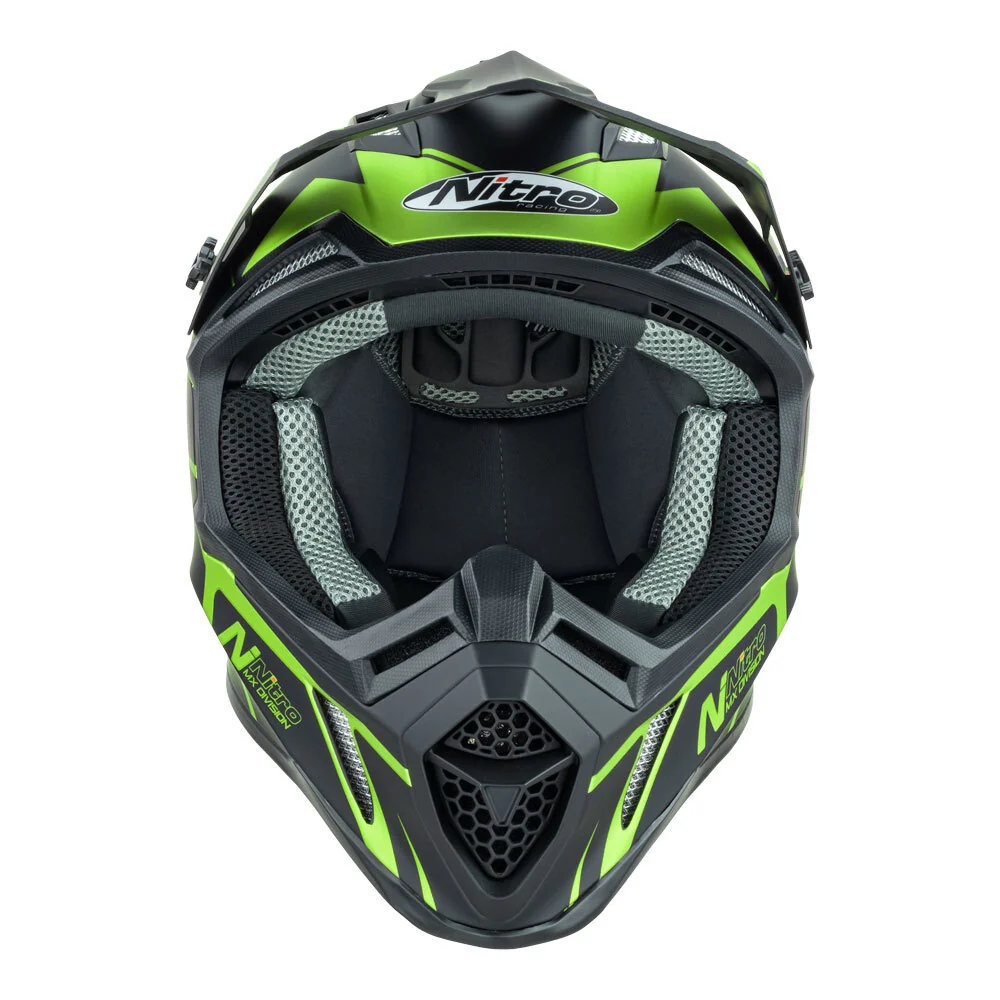 Nitro MX760 Satin Black/Fluro Green Helmet - Image 2