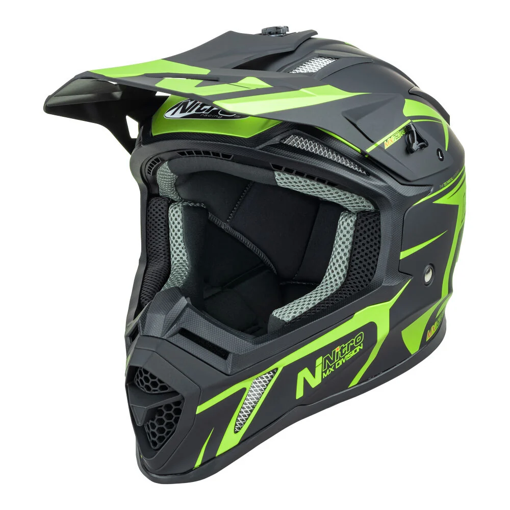 Nitro MX760 Satin Black/Fluro Green Helmet - Image 3