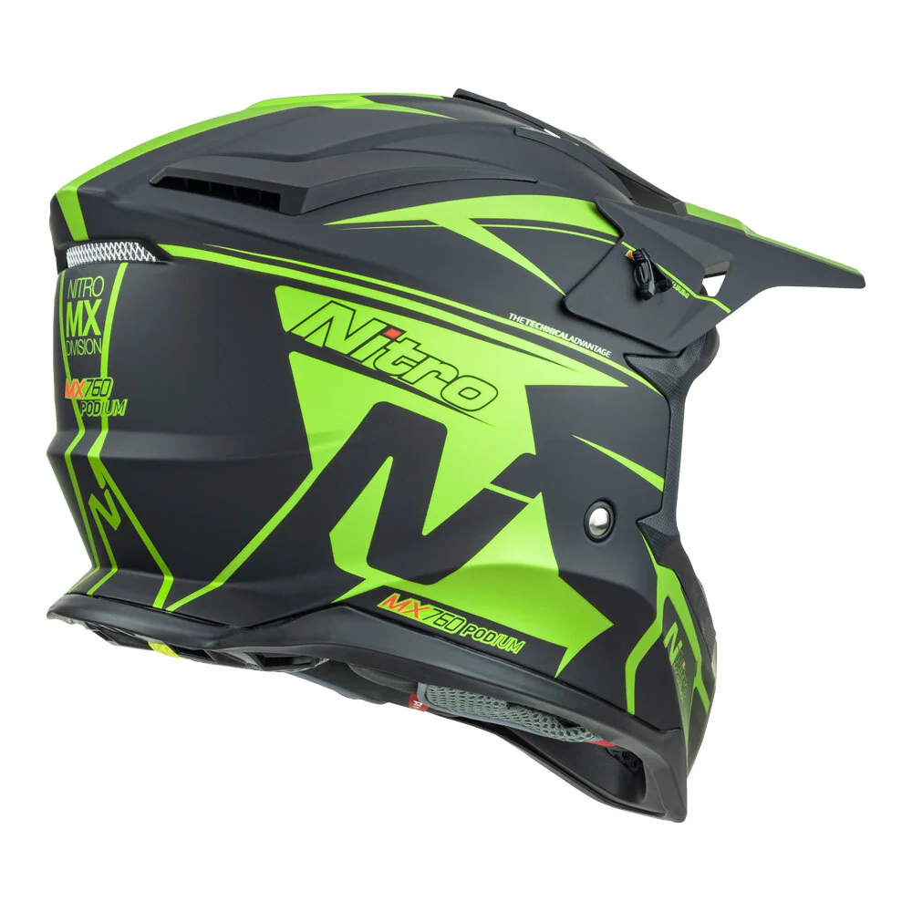 Nitro MX760 Satin Black/Fluro Green Helmet - Image 5