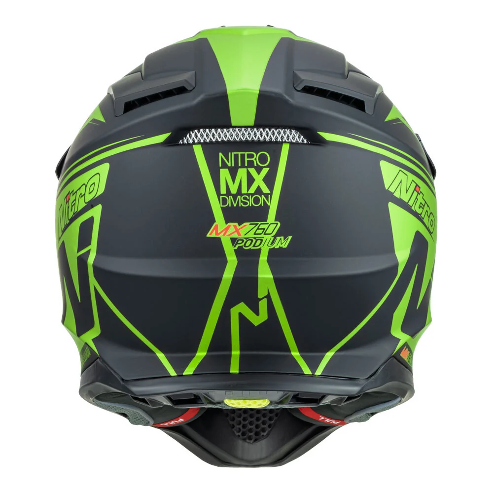 Nitro MX760 Satin Black/Fluro Green Helmet - Image 6