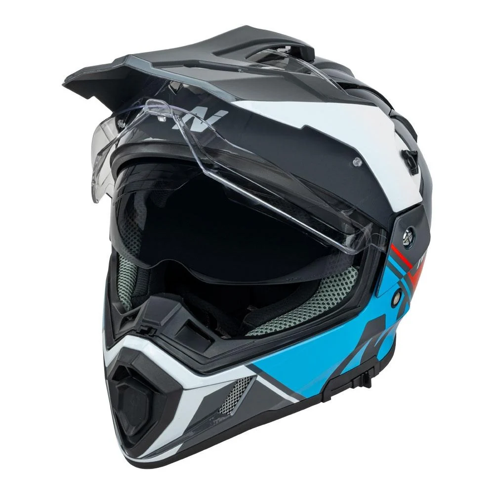Nitro MX780 DVS Gloss Grey/Light Blue/White/Red Adventure Helmet - Image 3