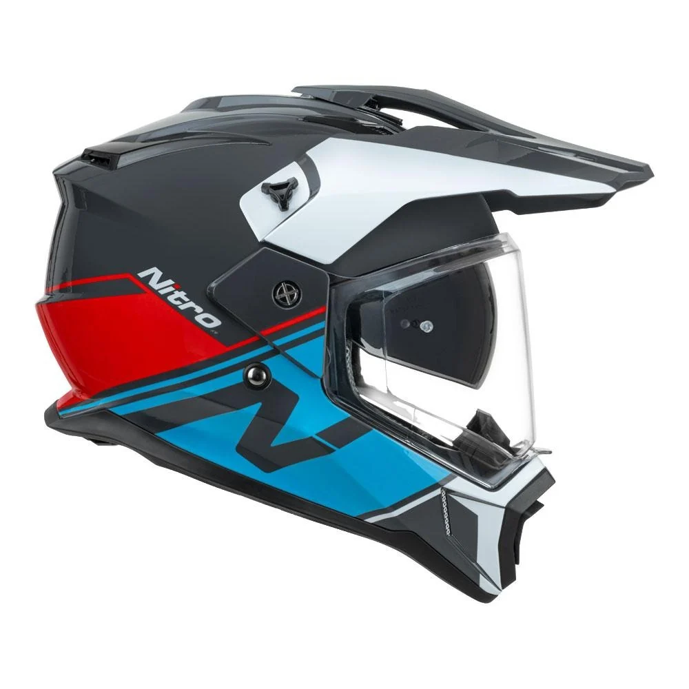 Nitro MX780 DVS Gloss Grey/Light Blue/White/Red Adventure Helmet - Image 4