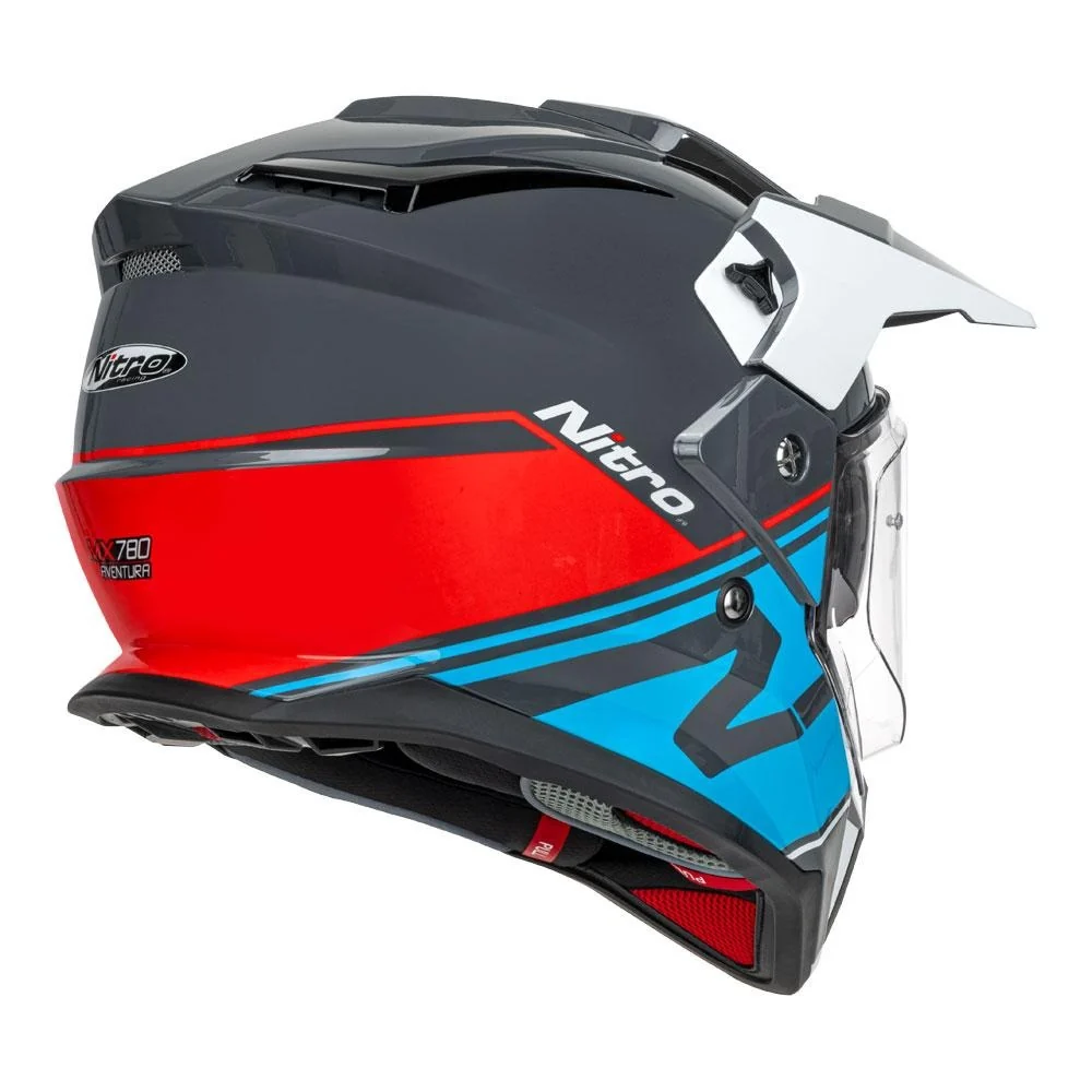 Nitro MX780 DVS Gloss Grey/Light Blue/White/Red Adventure Helmet - Image 5