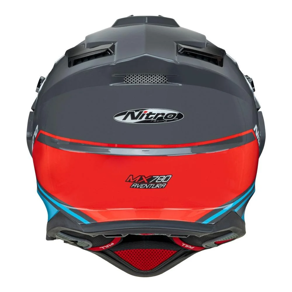 Nitro MX780 DVS Gloss Grey/Light Blue/White/Red Adventure Helmet - Image 6