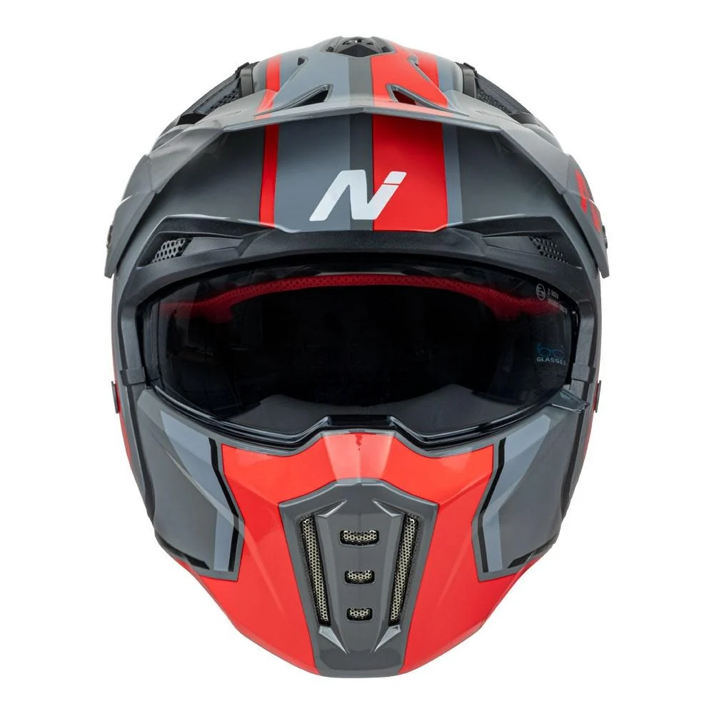 Nitro NZ302 Fighter Gloss Grey/Orange Helmet - Image 2