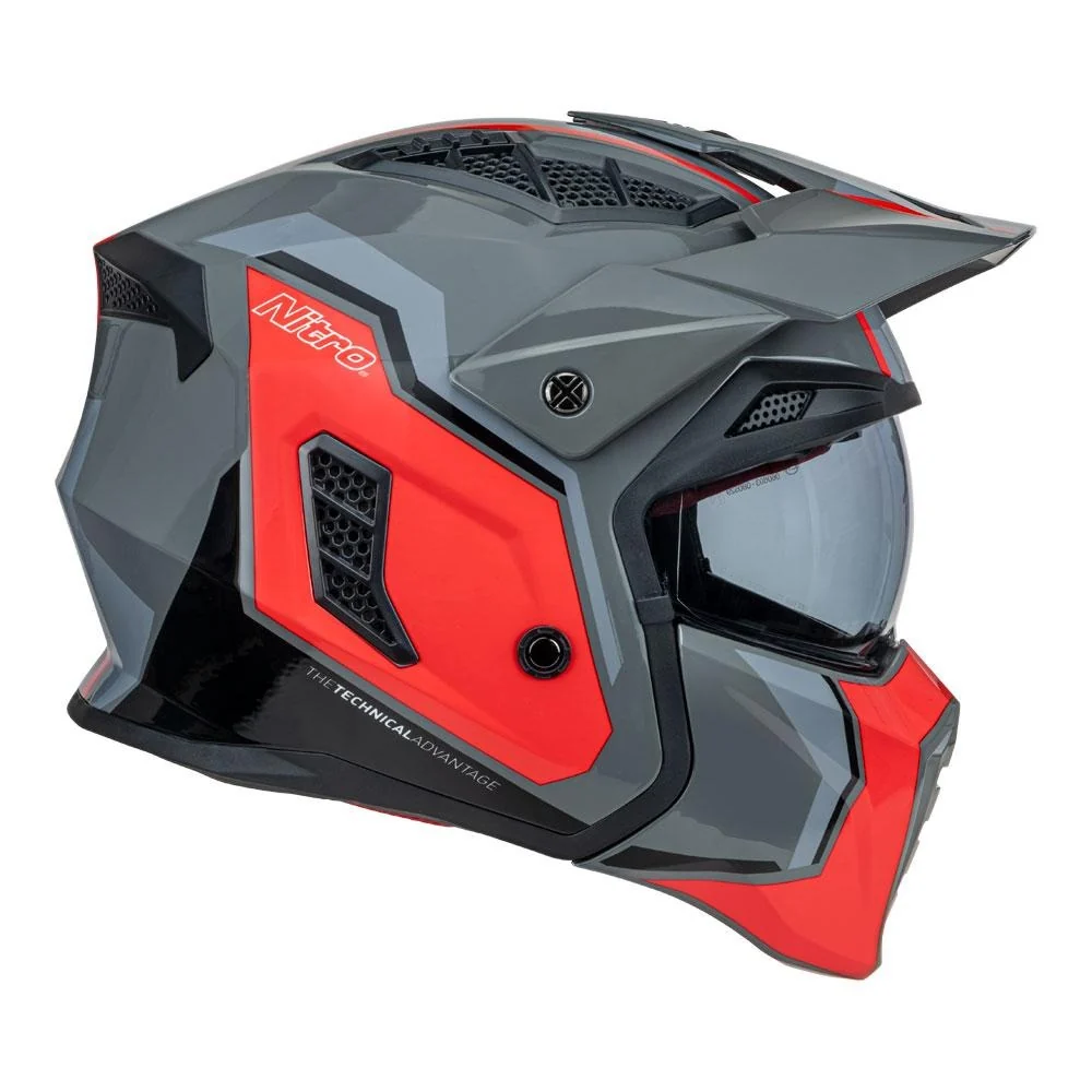 Nitro NZ302 Fighter Gloss Grey/Orange Helmet - Image 4