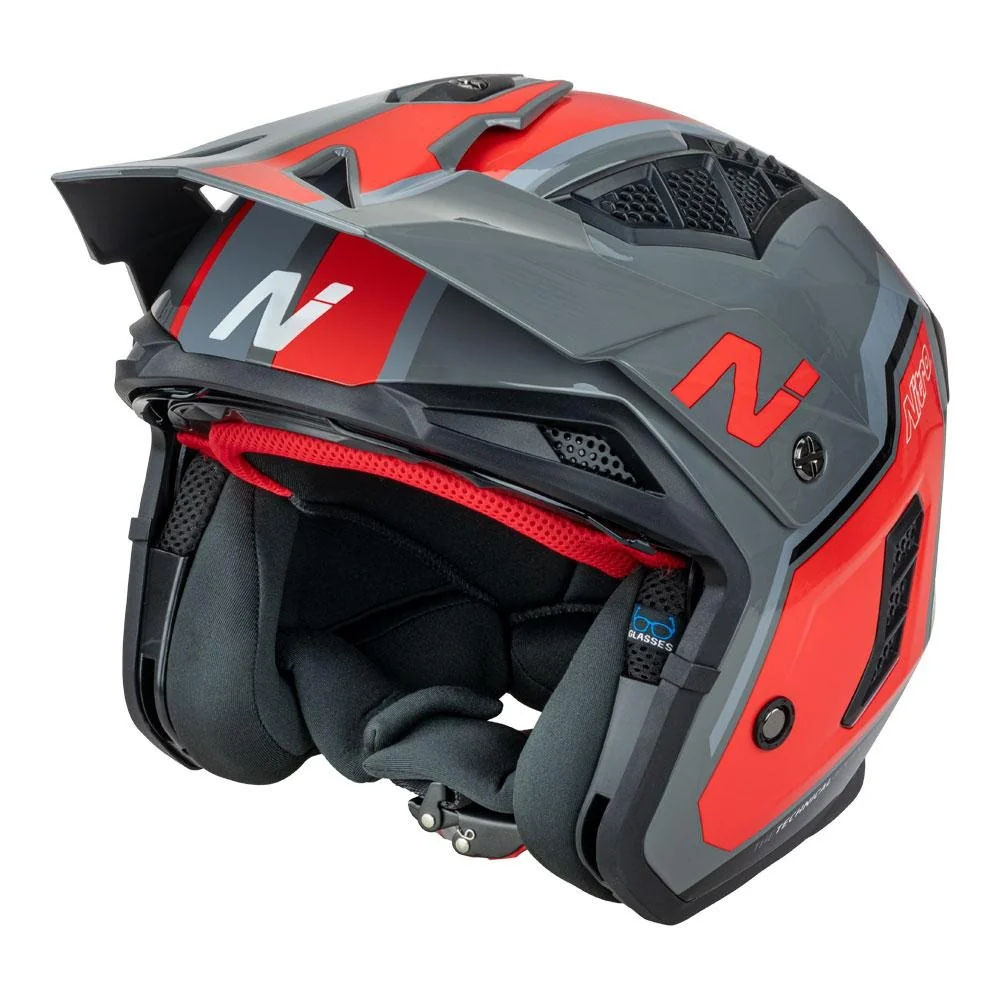 Nitro NZ302 Fighter Gloss Grey/Orange Helmet - Image 7