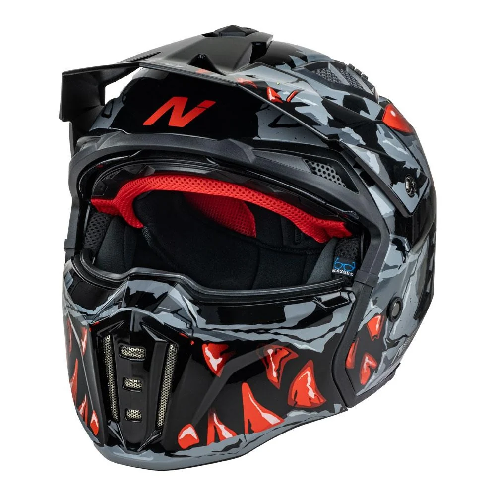Nitro NZ302 Toxic Gloss Grey/Red Helmet - Image 3