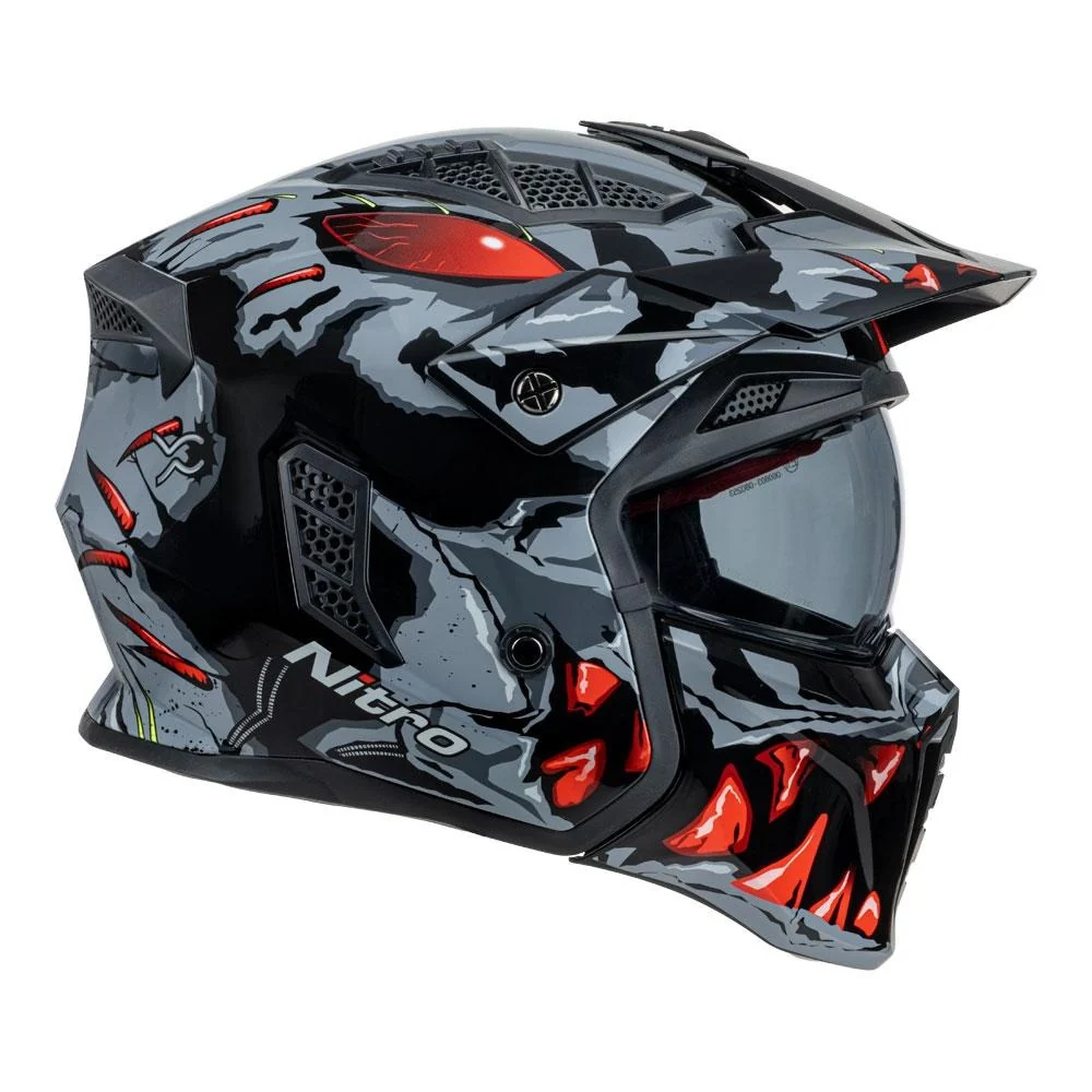 Nitro NZ302 Toxic Gloss Grey/Red Helmet - Image 4