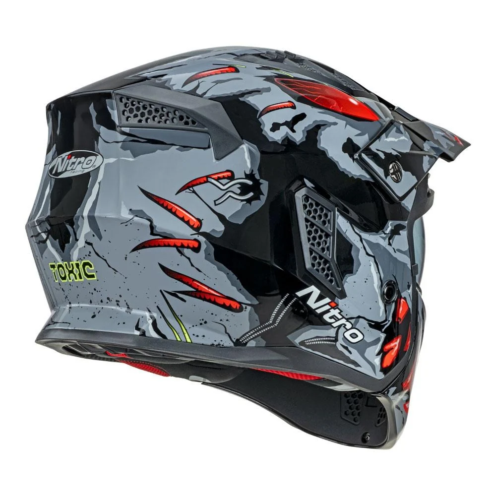 Nitro NZ302 Toxic Gloss Grey/Red Helmet - Image 5