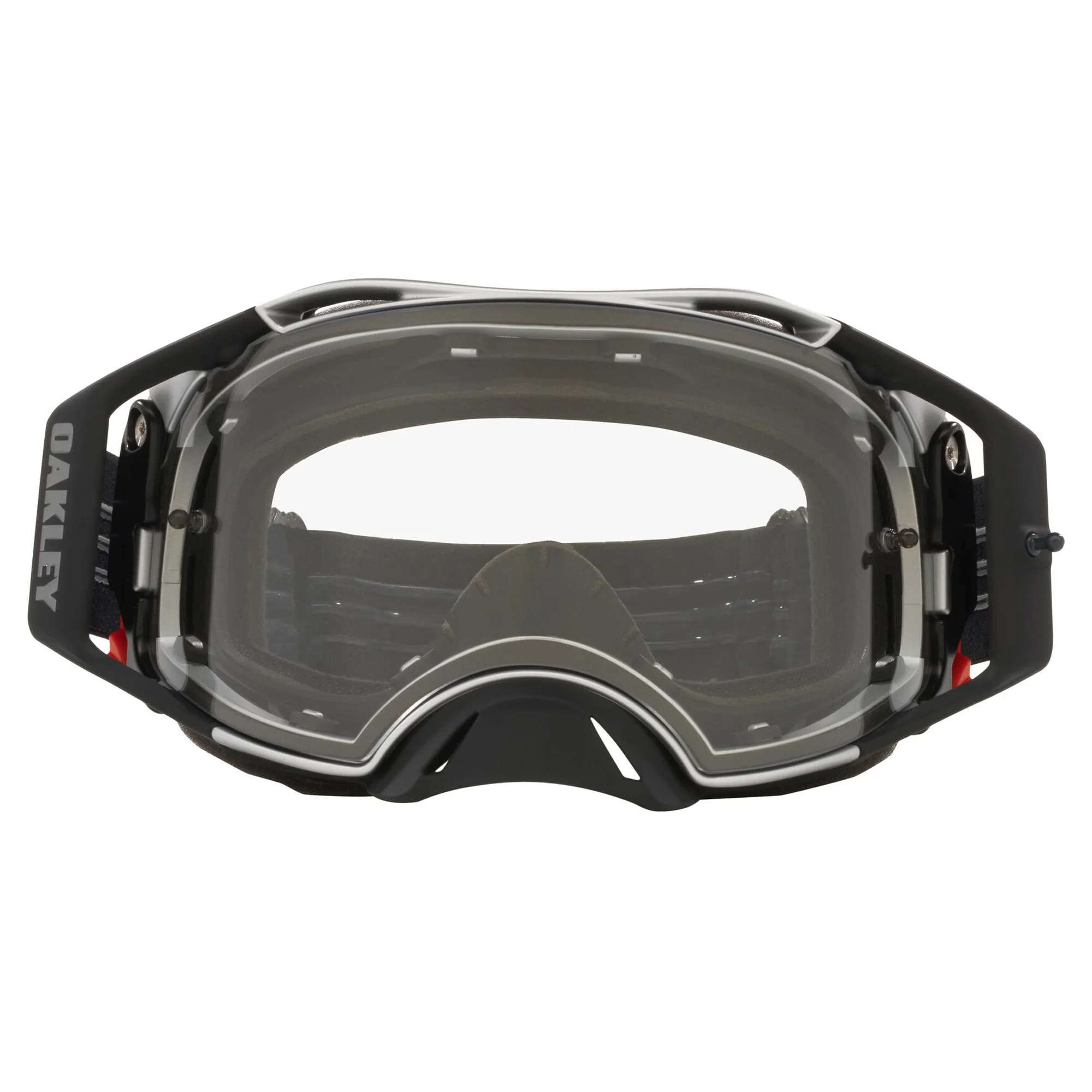 Oakley Airbrake MX Goggles w/Tuff Blocks Black Gunmetal Strap & Clear Lenses - Image 2
