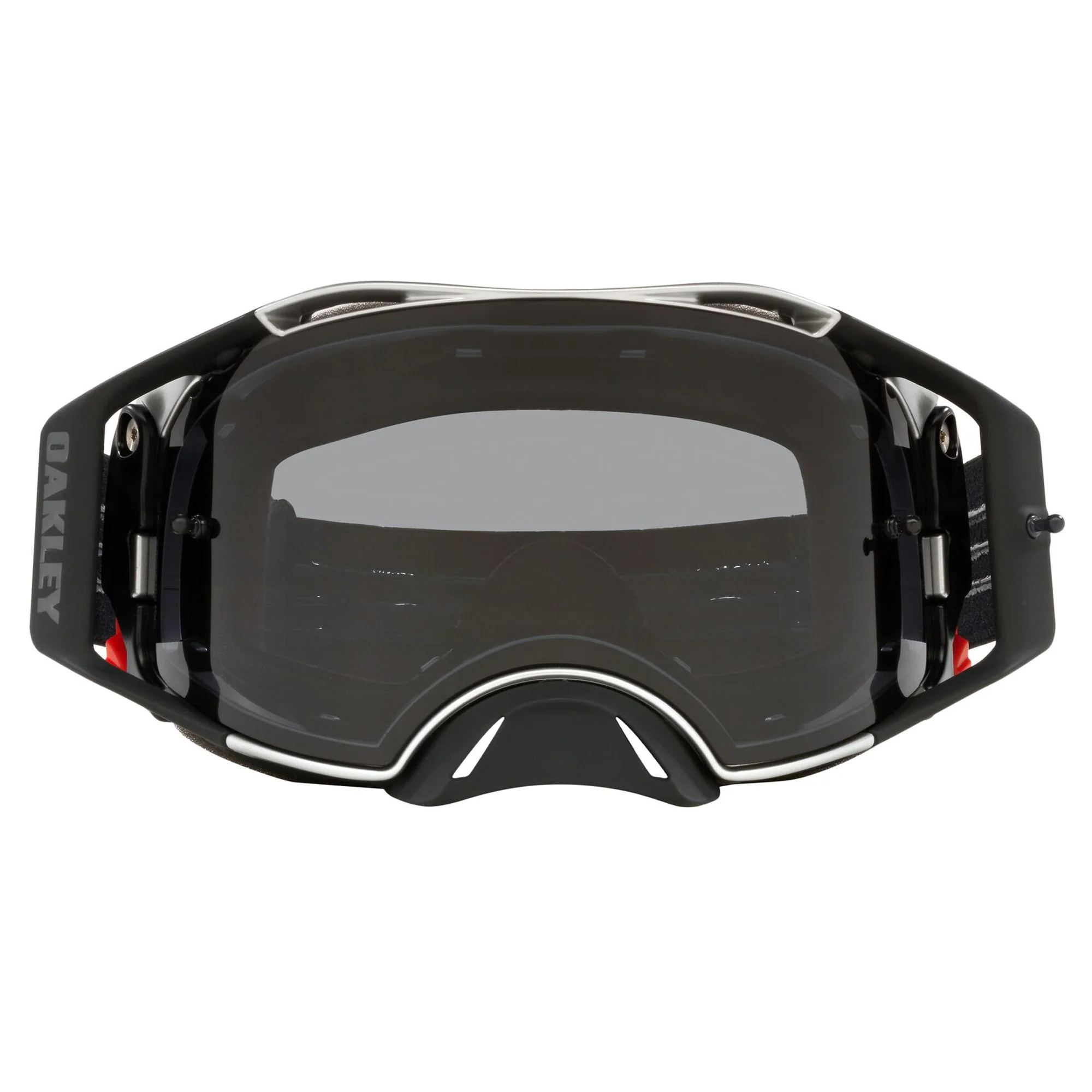 Oakley Airbrake MX Goggles w/Tuff Blocks Black Gunmetal Strap & Dark Grey Lenses - Image 2