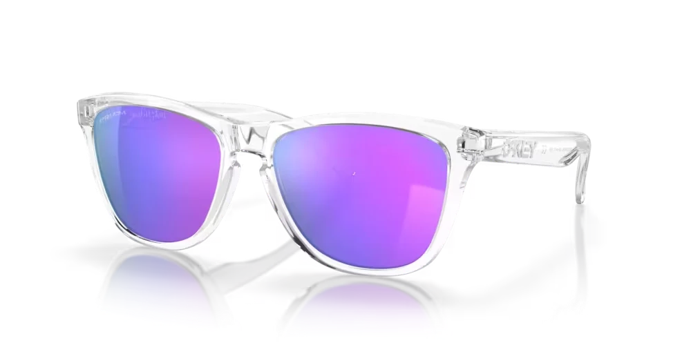 Oakley Frogskins Sunglasses w/Polished Clear Frame & Prizm Violet Lenses