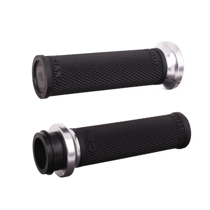 ODI Grips ODI-V30HTWB-S Ruffian Lock-On Handgrips Black/Silver for Harley-Davidson Big Twin 08-24 w/Throttle-by-Wire