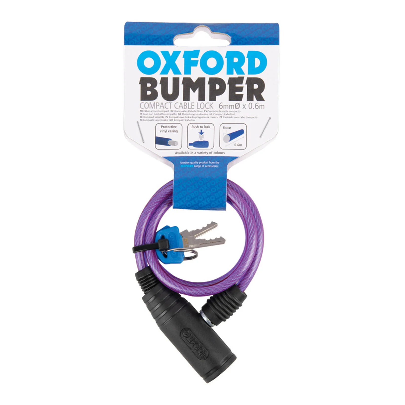 Oxford Bumper Cable Lock Purple (6mm x 600mm) - Image 4