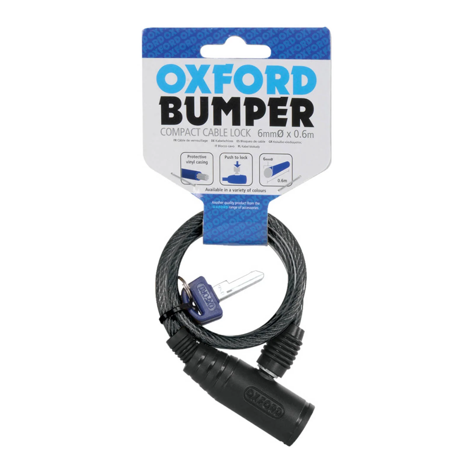 Oxford Bumper Cable Lock Smoke (6mm x 600mm) - Image 4