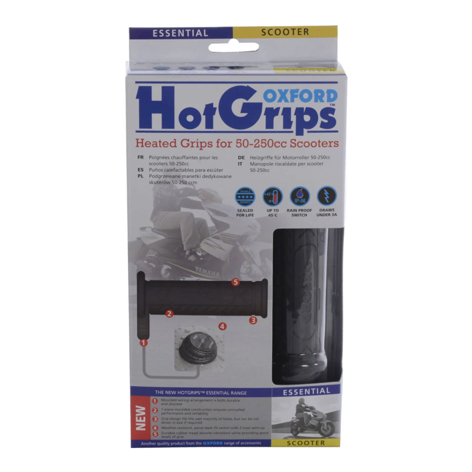 Oxford HotGrips Essential Scooter w/Panel Switch