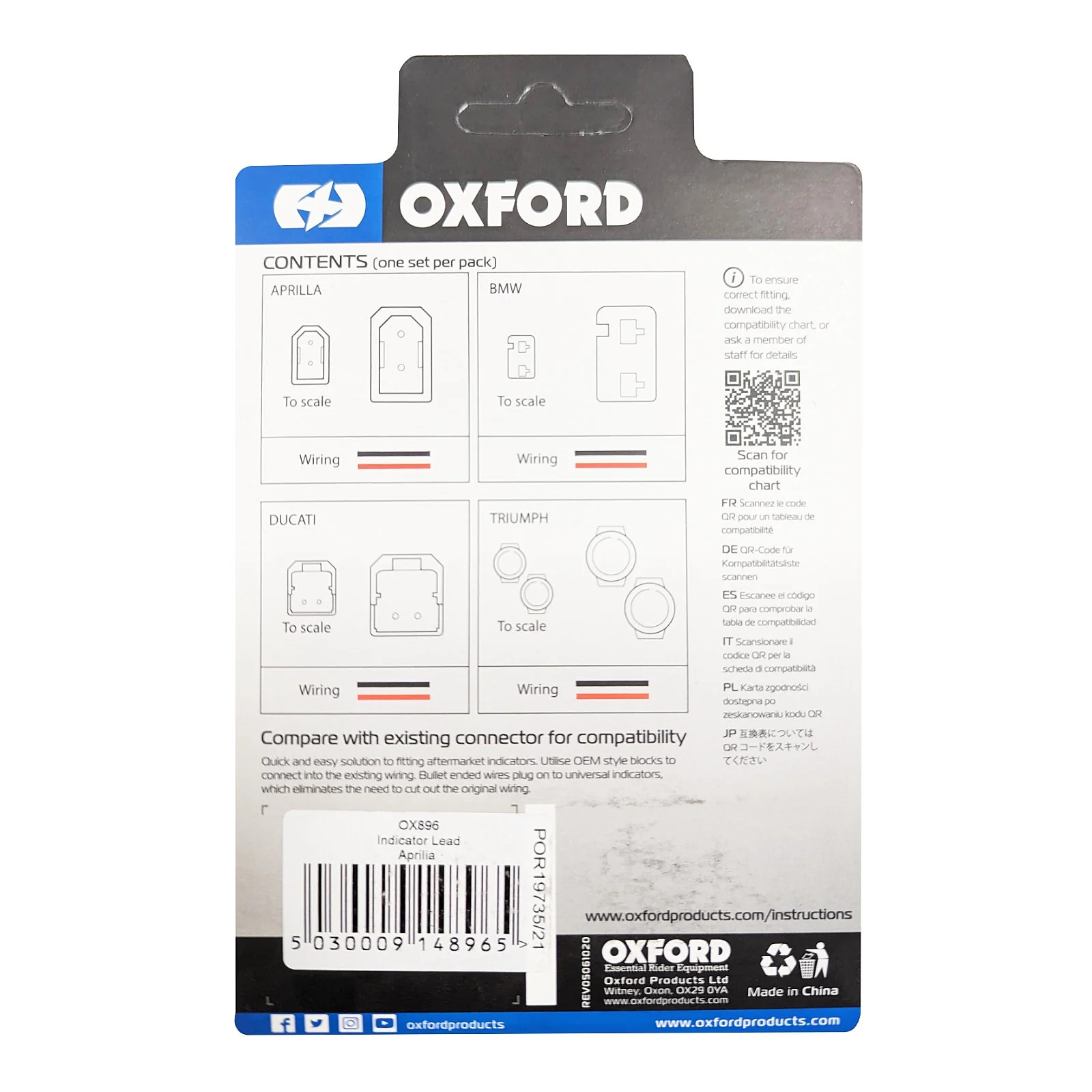 Oxford Indicator Leads for Aprilia - Image 3