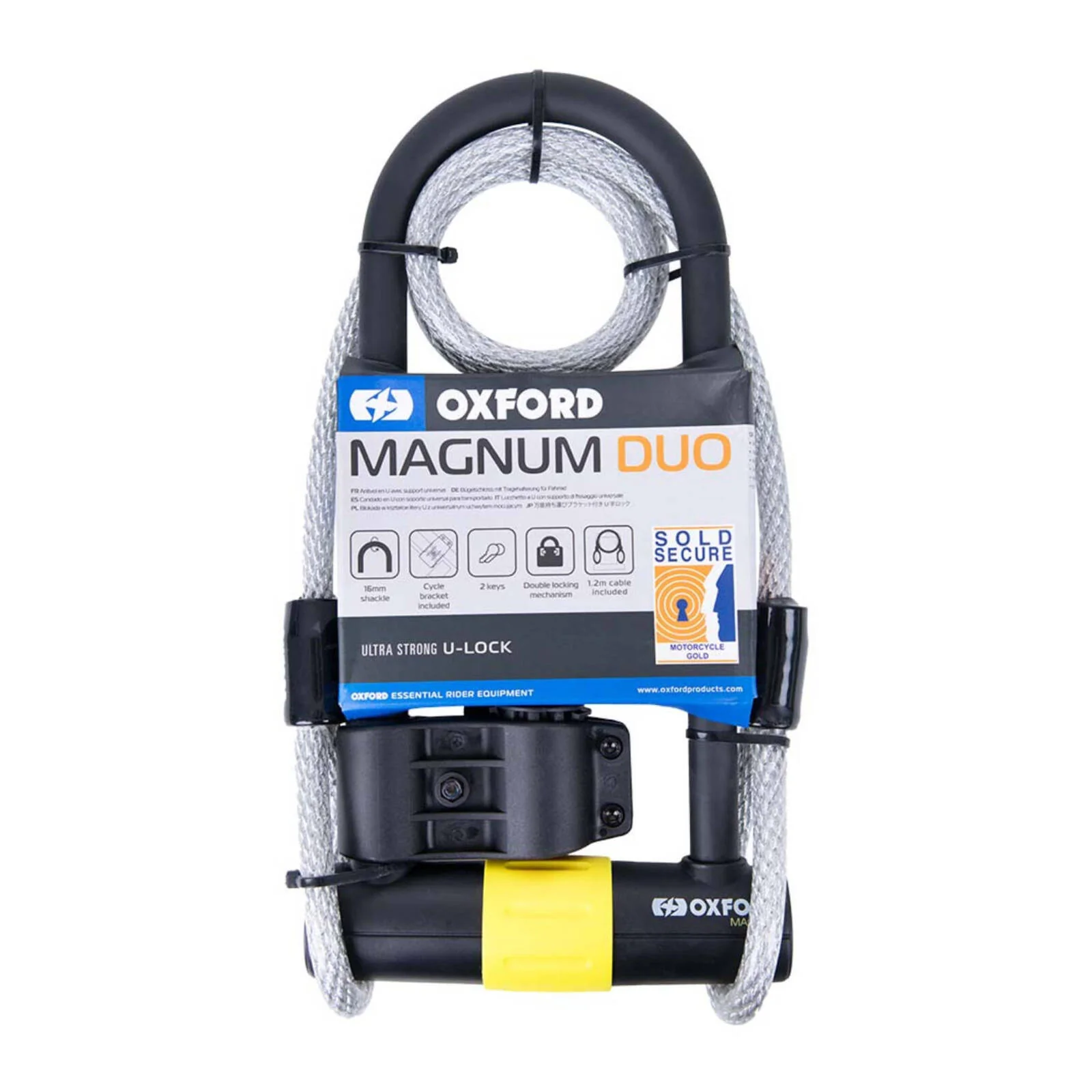 Oxford Magnum Duo U-Lock (315mm X 170mm) w/Bracket & Cable - Image 2