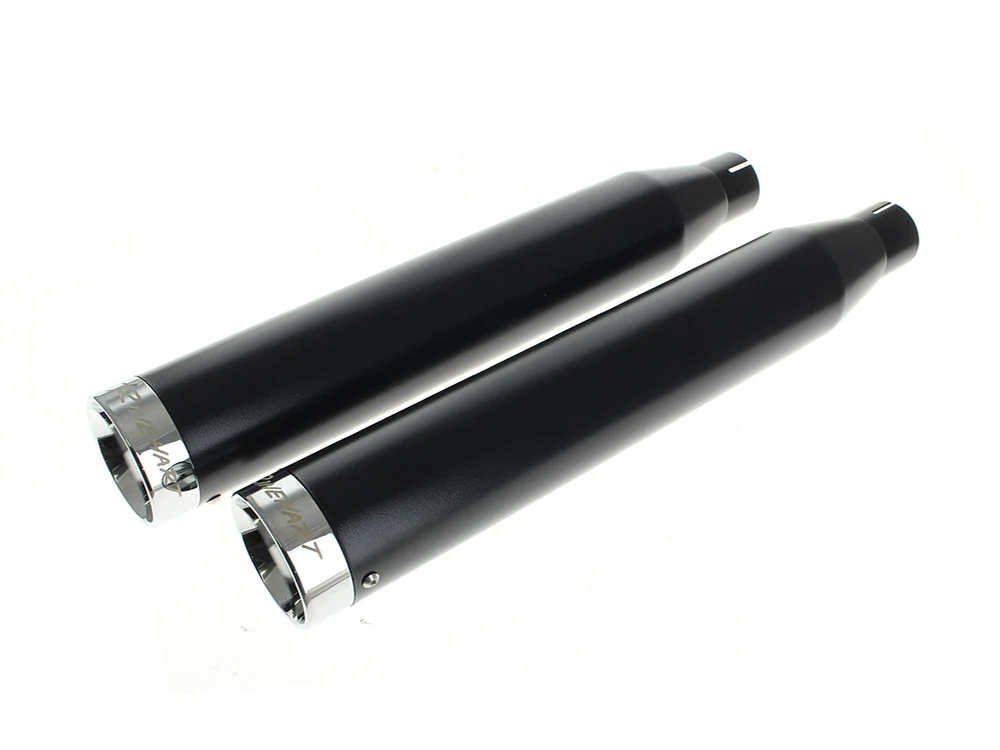 Rinehart Racing RIN-500-0205C 3" Slip-On Mufflers Black w/Chrome End Caps for Harley-Davidson Softail Deuce 2007/Fat Boy 07-17