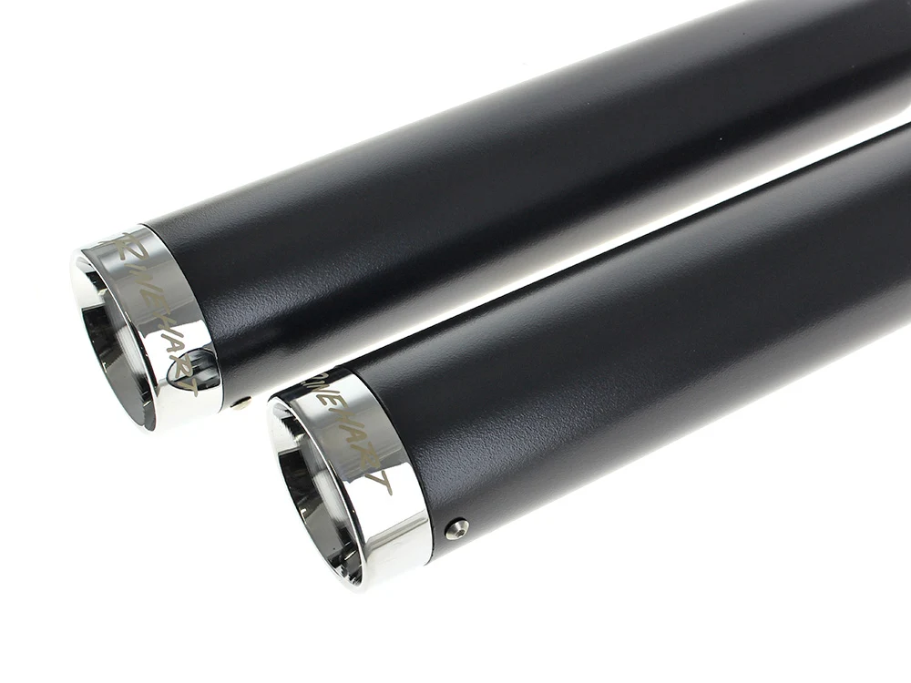 Rinehart Racing RIN-500-0205C 3" Slip-On Mufflers Black w/Chrome End Caps for Harley-Davidson Softail Deuce 2007/Fat Boy 07-17 - Image 2