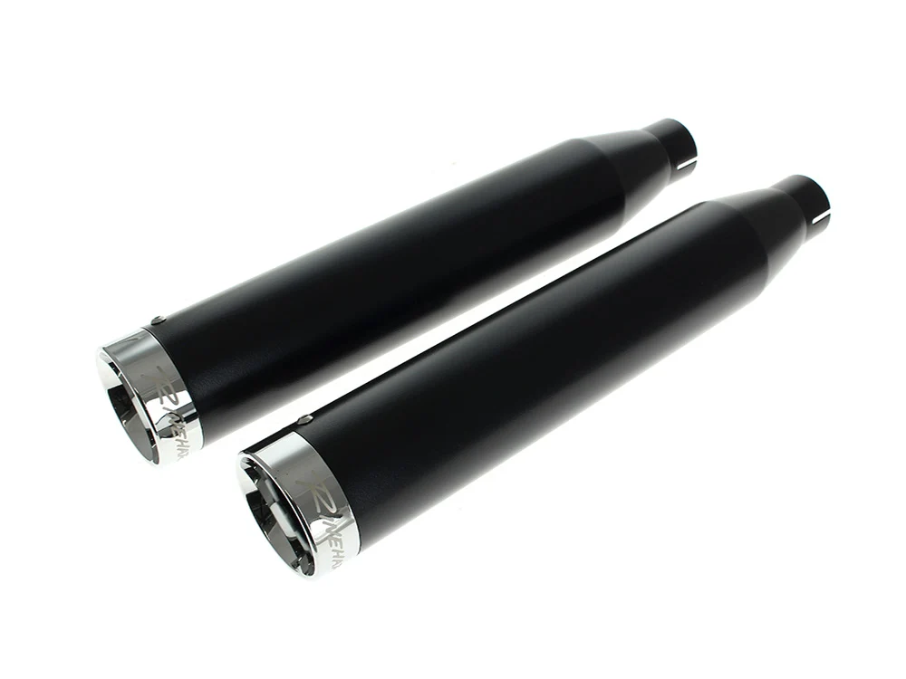 Rinehart Racing RIN-500-0301C 3" Slip-On Mufflers Black w/Chrome End Caps for Harley-Davidson Dyna 95-17