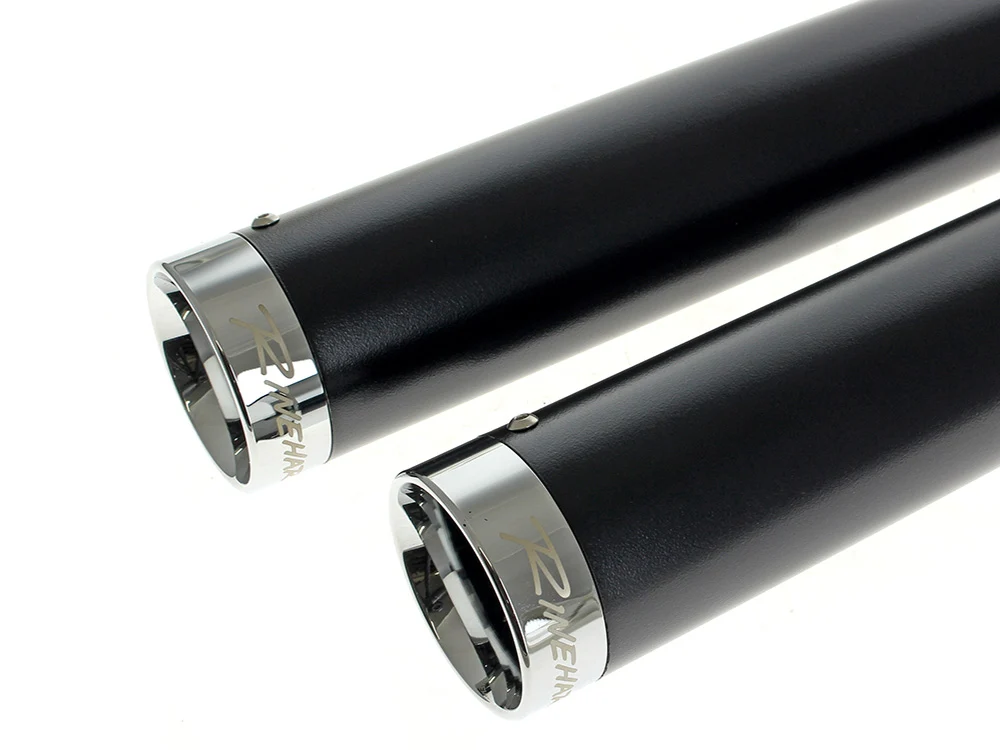 Rinehart Racing RIN-500-0301C 3" Slip-On Mufflers Black w/Chrome End Caps for Harley-Davidson Dyna 95-17 - Image 2