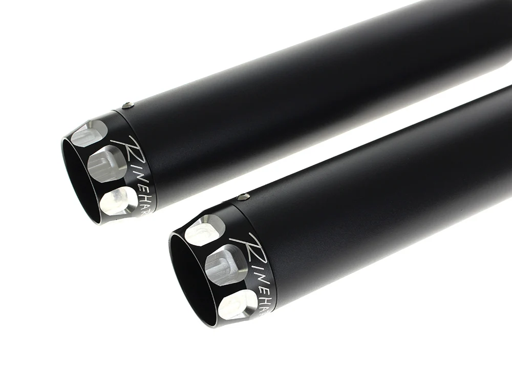 Rinehart Racing RIN-500-0301S 3" Slip-On Mufflers Black w/Black Scalloped End Caps for Harley-Davidson Dyna 95-17 - Image 2