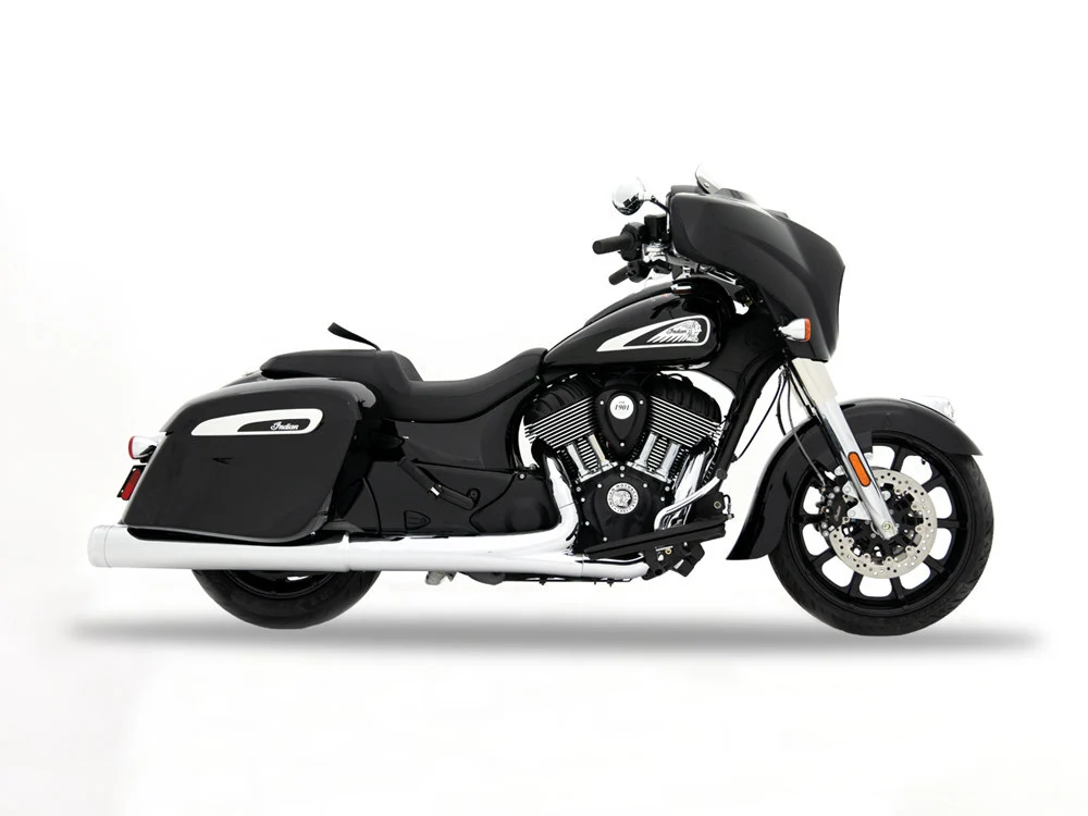 Rinehart Racing RIN-500-0565C 4.5" DBX45 Slip-On Mufflers Chrome w/Chrome End Caps for Indian Big Twin 14-Up w/Hard Saddle Bags