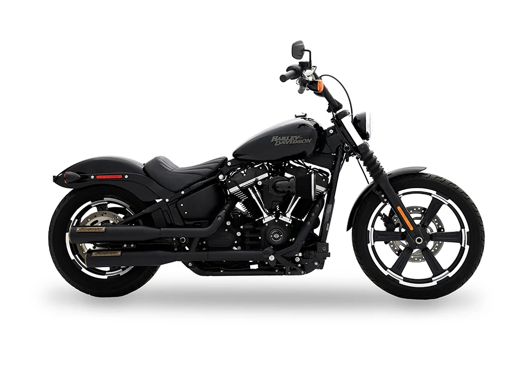 Rinehart Racing RIN-500-1241 3-1/2" Slip-On Mufflers Black w/Bronze End Caps for Harley-Davidson Softail Slim/Street Bob/Standard/Low Rider 18-24/Breakout/Fat Boy 18-25