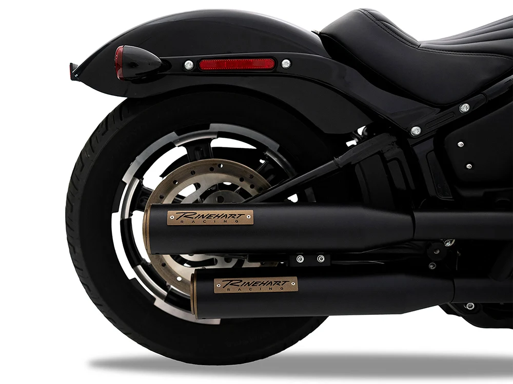 Rinehart Racing RIN-500-1241 3-1/2" Slip-On Mufflers Black w/Bronze End Caps for Harley-Davidson Softail Slim/Street Bob/Standard/Low Rider 18-24/Breakout/Fat Boy 18-25 - Image 2
