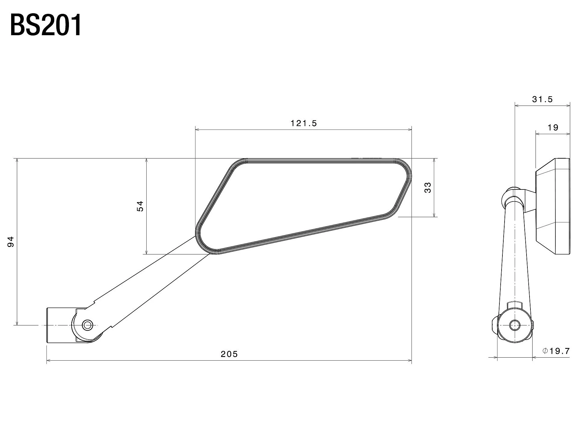 Rizoma R-BS201B Circuit 744 Mirror Black - Image 3