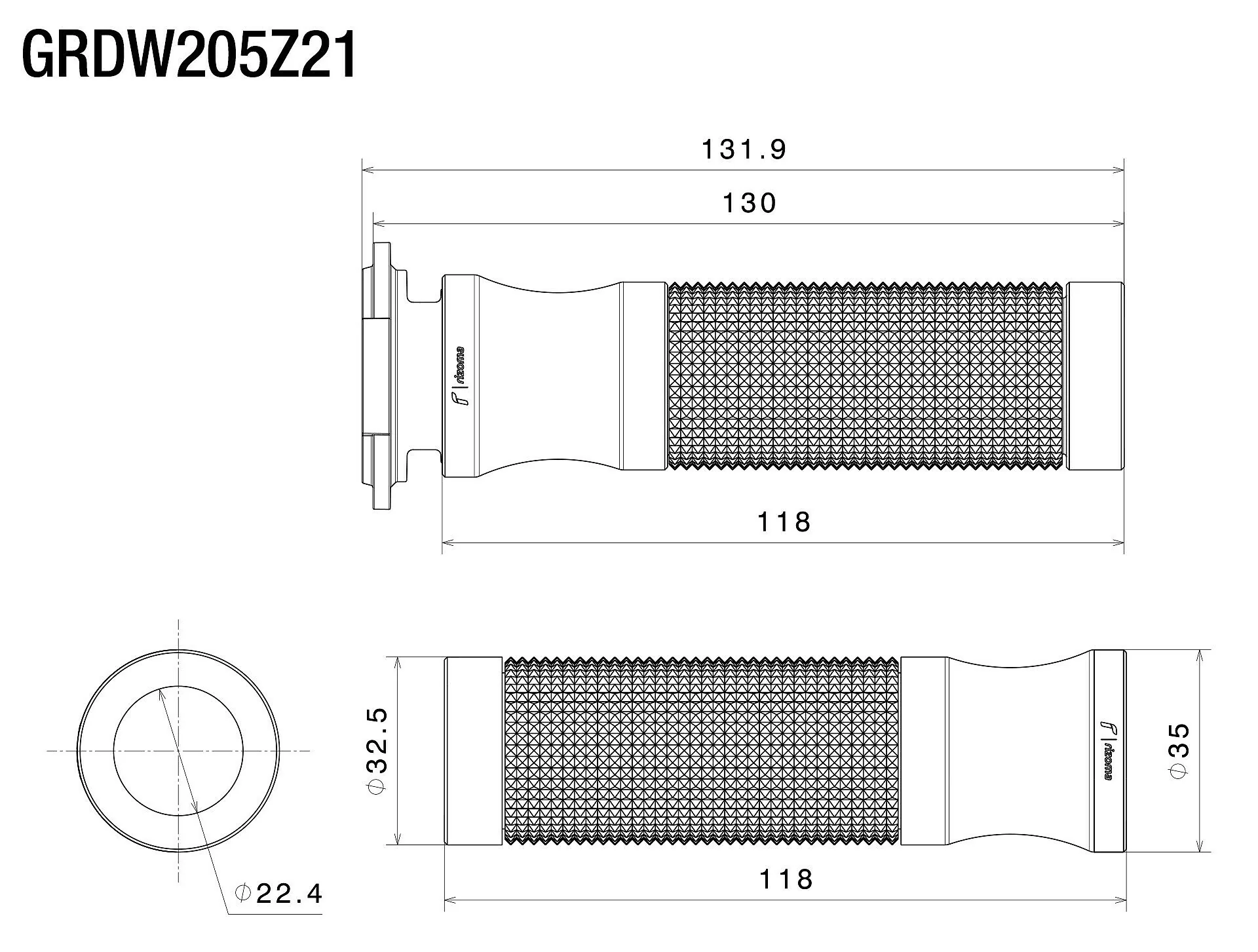 Rizoma R-GRDW205Z21B Sport 22mm Grips for Honda/Ducati Ride By Wire Models (Pair) - Image 3